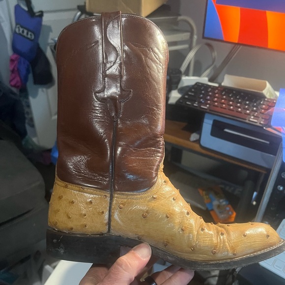 Lucchese Saddle Tan Ostrich Pin Pumps Womens Size 8* pre-owned Vintage. - Picture 6 of 14